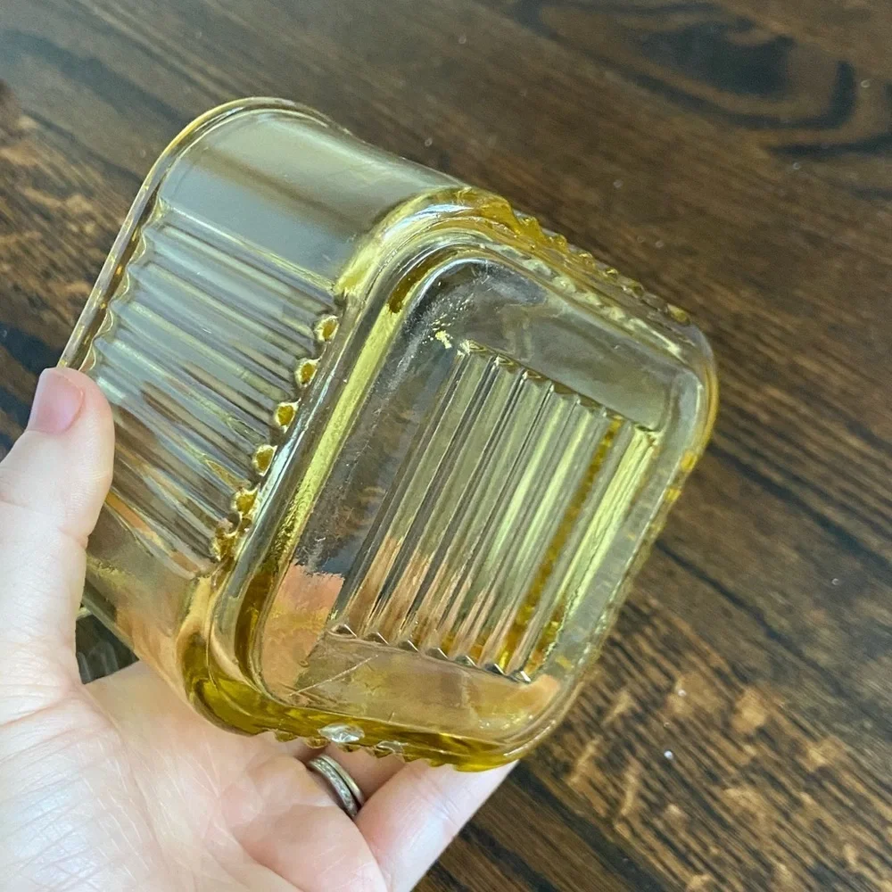 Vintage Federal Depression Glass Refrigerator Box Yellow